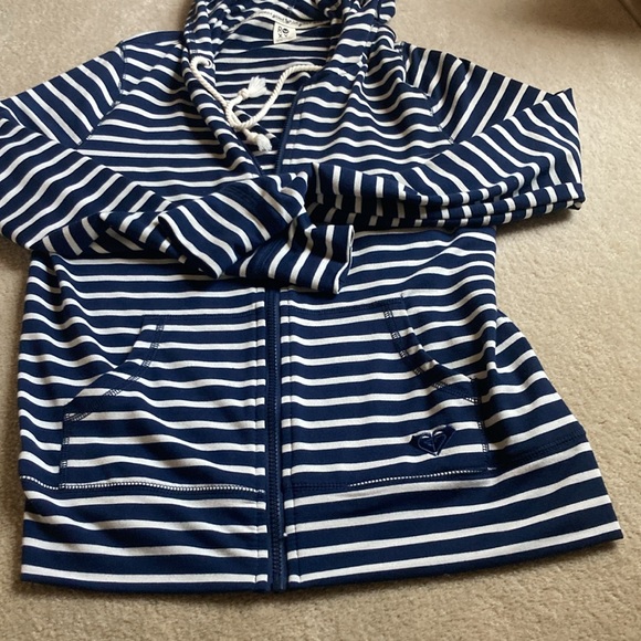 Roxy, zippered large jacket. Navy white striped - Picture 8 of 10